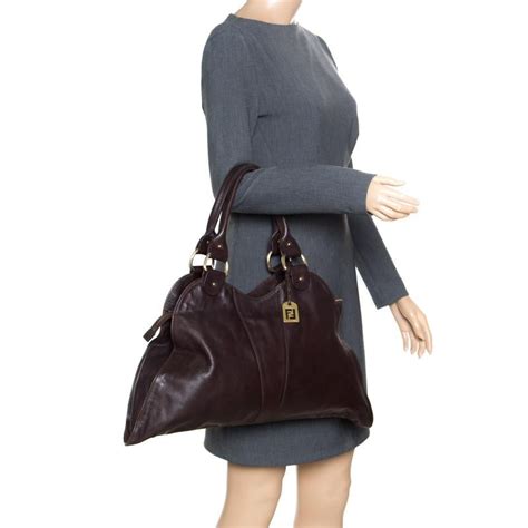 borsa fendi pelle trapezio diavolo|Fendi Dark Brown Leather Diavolo Trapezio Tote .